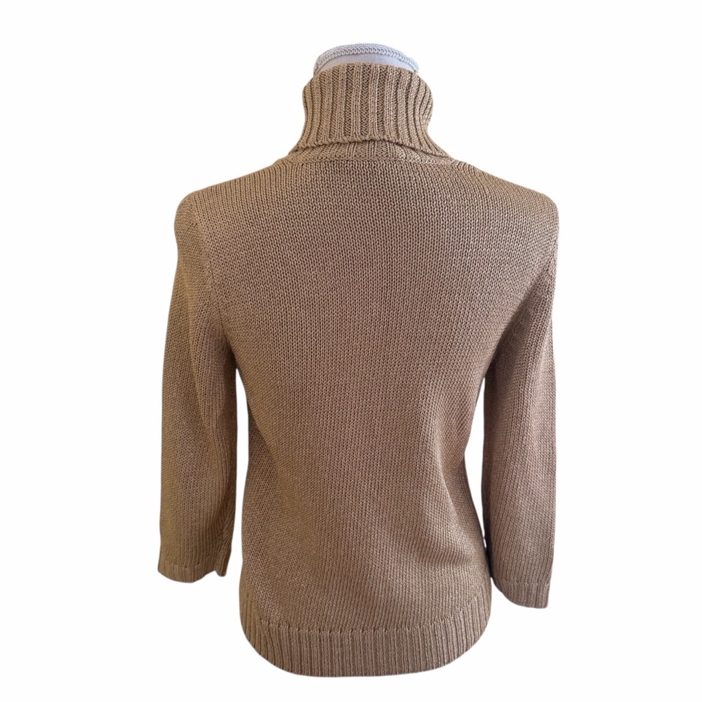 Lauren Ralph Lauren Metallic Gold Turtleneck Sweater MP - Picture 6 of 7
